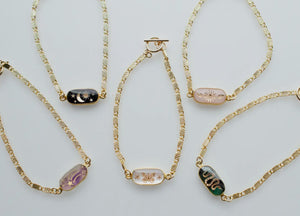 Gemstone Chain Toggle Bracelet (Snake, Flower, or Moon/Sun)