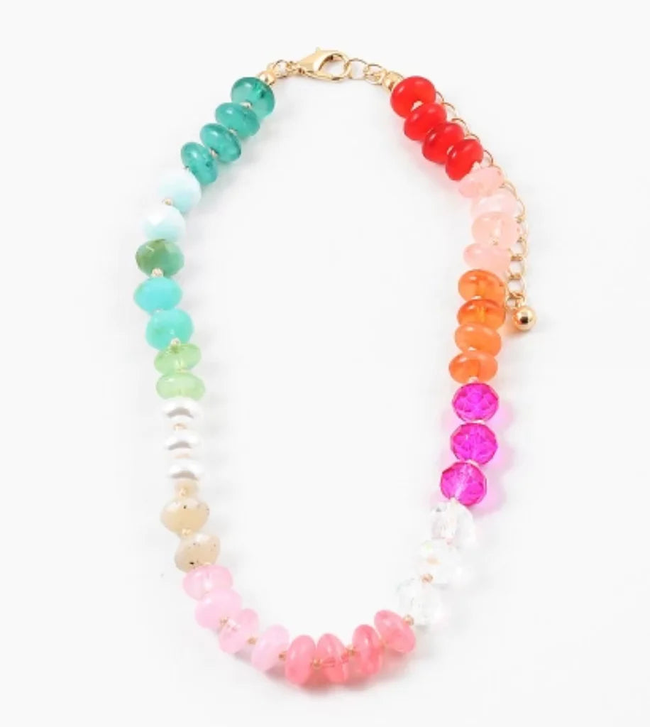 “Lizi” Resin & Pearlescent Bead Necklace