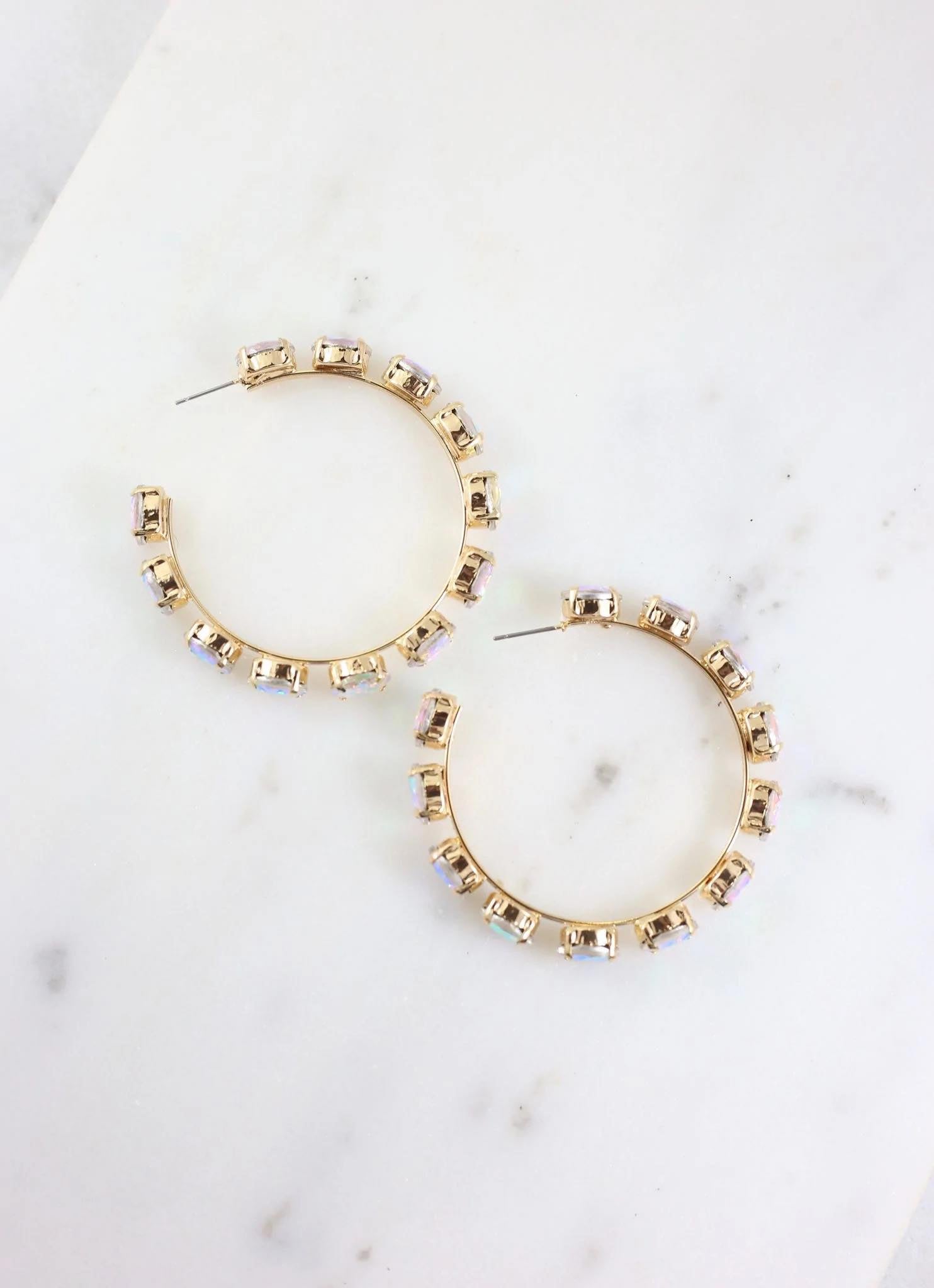 Cooper Gemstone Hoop Earrings- Opal
