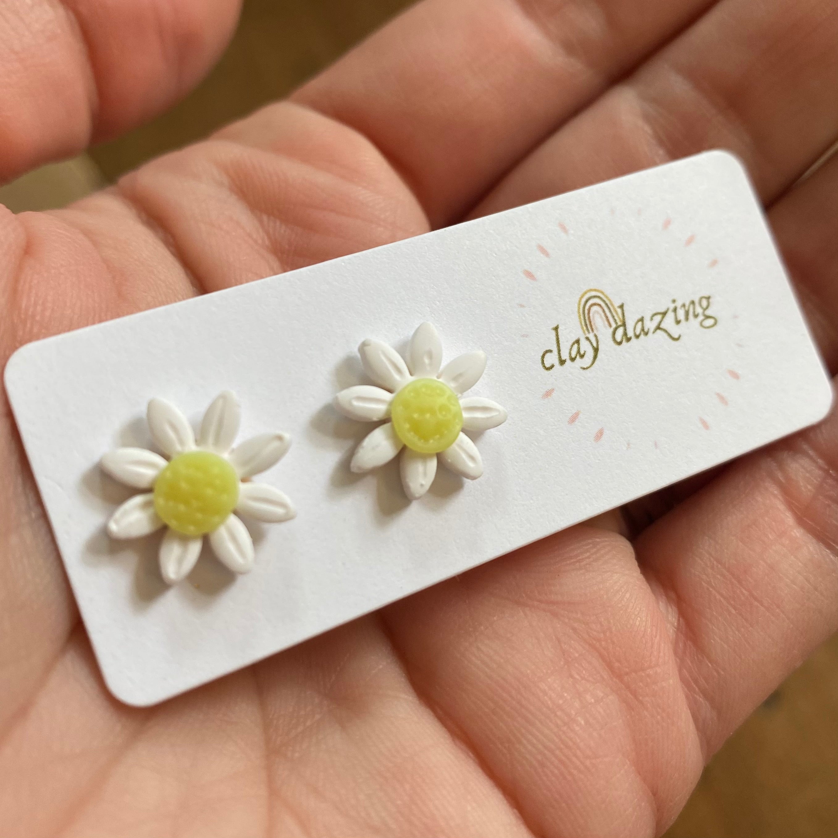 Droppin’ Daisies Stud- Handmade Clay Earrings
