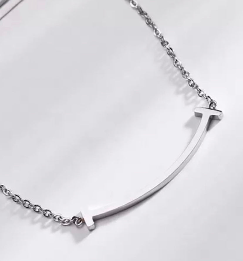 Pearl T-Bar Necklace, Silver – Orli Jewellery