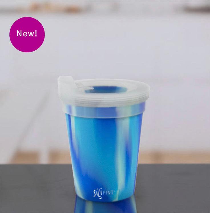 8oz Kids Silicone Cup Set- Blue Swirl