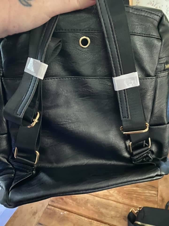 Black Vegan Leather Convertible Backpack Purse
