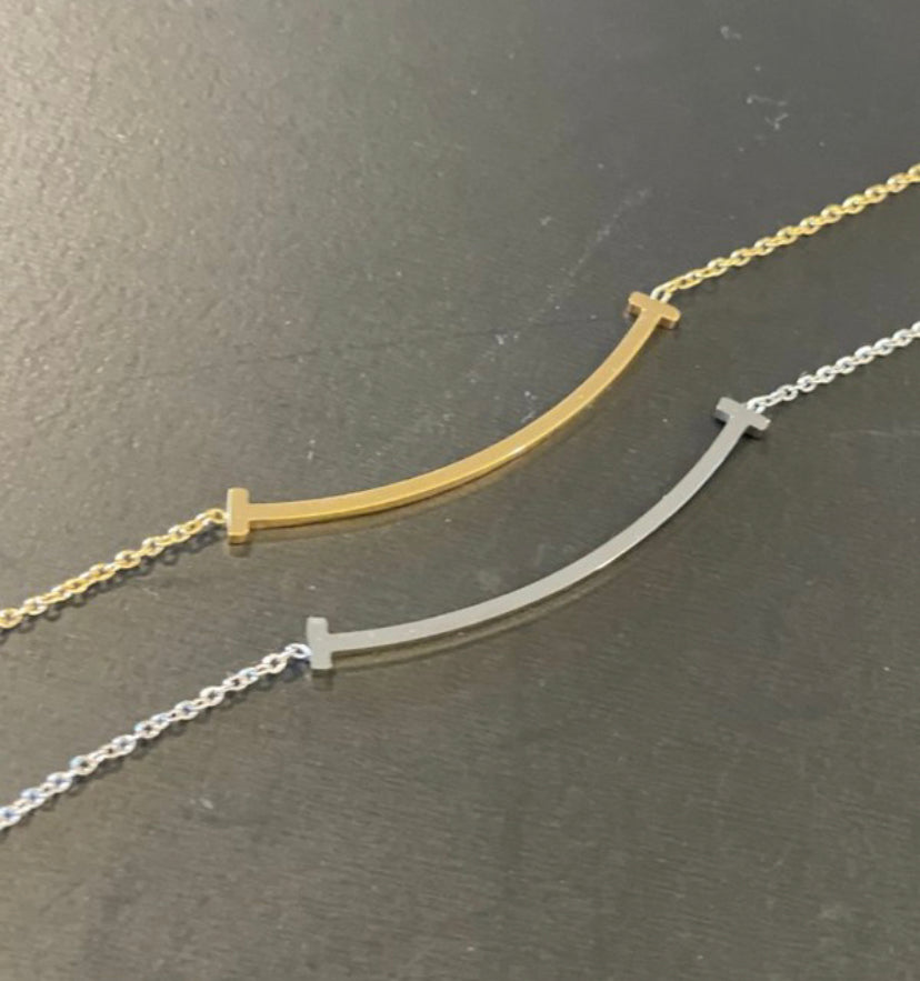 Signature Smile Bar Necklace - Gold or Silver