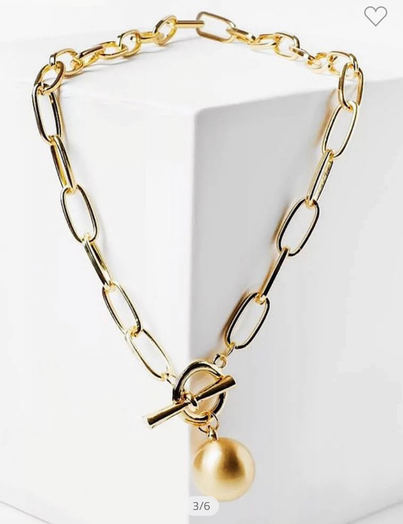 Ball & Chain Necklace - Gold or Silver