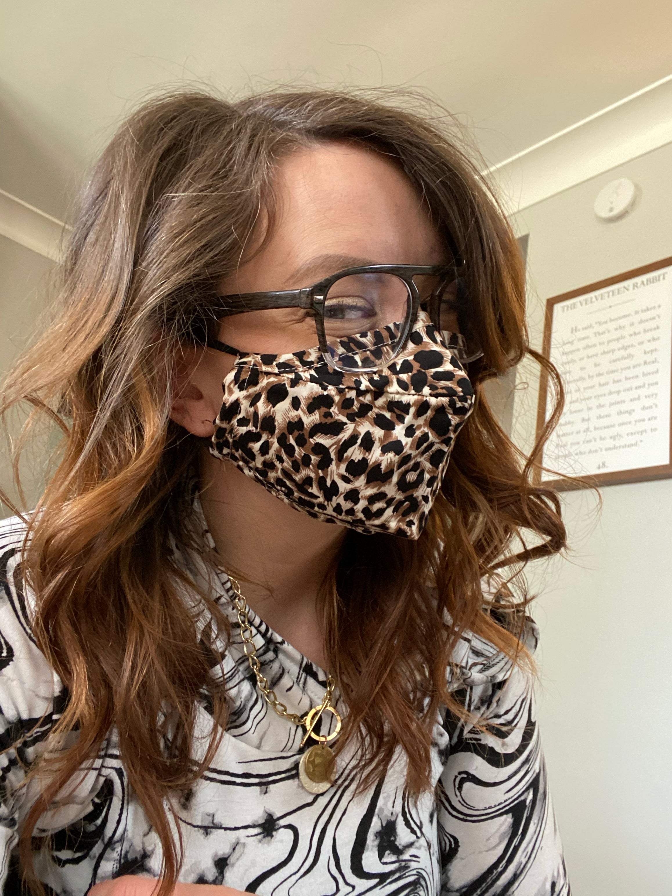 Leopard Face Mask w/ holder- Adult