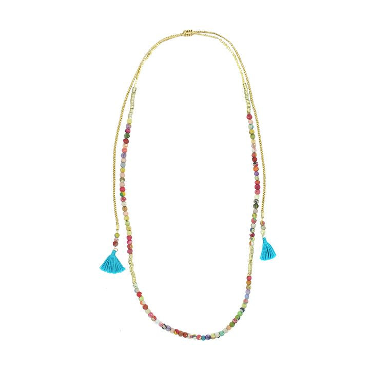 Kantha Tassel Wrap Necklace
